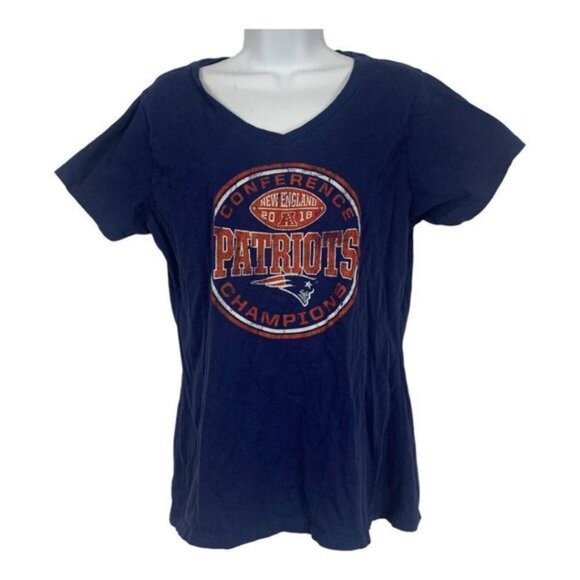 New England Patriots 2018 Conference Champions Fanatics T-Shirt Size L V-Neck - Picture 1 of 5